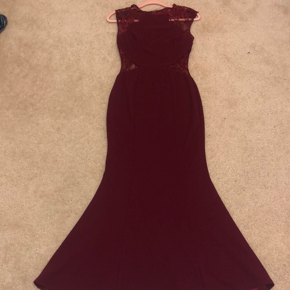 Red Formal Dress With Lace Detailing